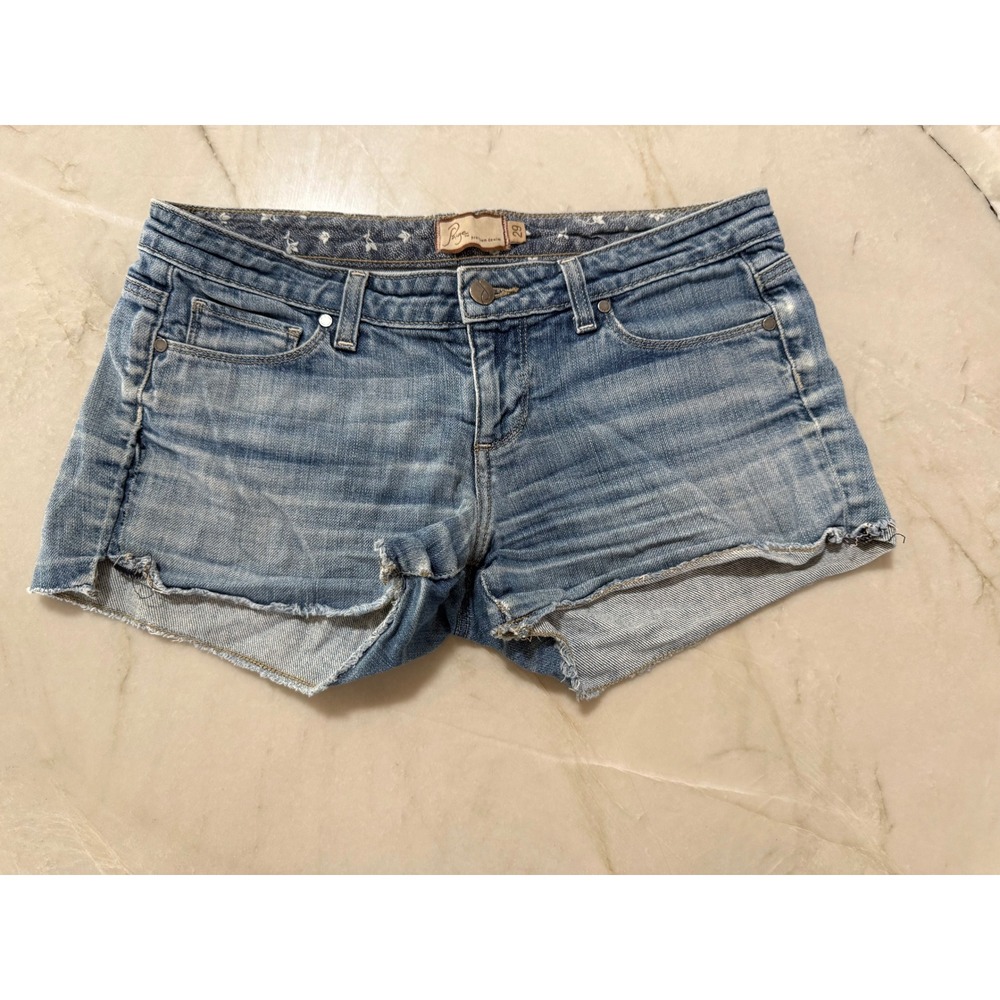 Paige Premium Denim Silver Lake Short Blue Cut Off Raw Hem Size 29 1000-0128